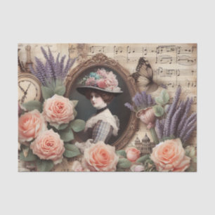 Vintage Viktorianische Lady Floral Decoupage Seidenpapier