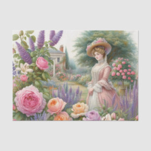 Vintage Viktorianische Lady Floral Garden decoupag Seidenpapier