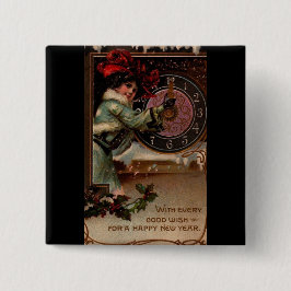 Vintage Viktorianische Lady Happy New Year Button
