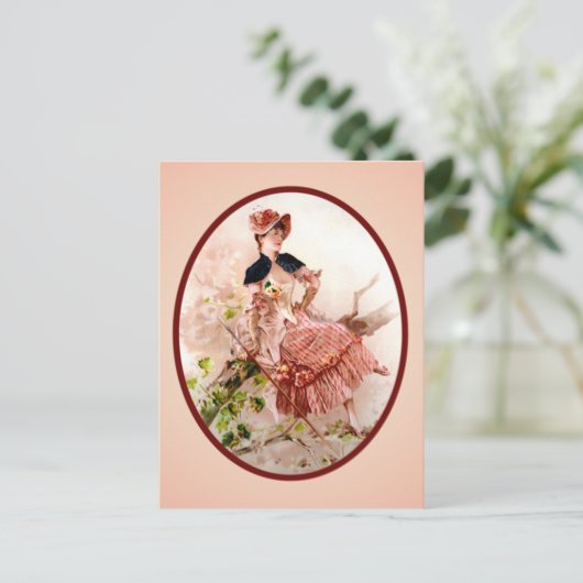 Vintage Viktorianische Lady Postcard Postkarte (Stehend Vorderseite)
