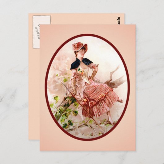 Vintage Viktorianische Lady Postcard Postkarte (Vorne/Hinten)