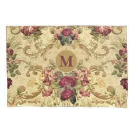 Vintage Viktorianische Mauve-Rose mit Gold-Tapestr Kissenbezug