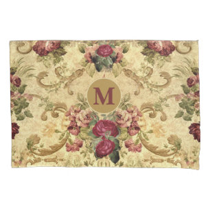 Vintage Viktorianische Mauve-Rose mit Gold-Tapestr Kissenbezug