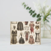 Vintage Viktorianische Modedesign Stift Skizze Postkarte (Stehend Vorderseite)
