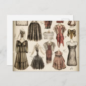 Vintage Viktorianische Modedesign Stift Skizze Postkarte (Vorne/Hinten)