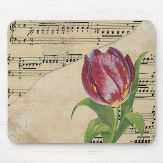 Vintage Viktorianische Musik Romantik Tulips Mousepad (Vorne)
