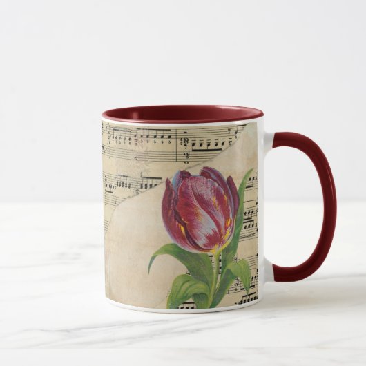 Vintage Viktorianische Musik Romantik Tulips Tasse (Rechts)