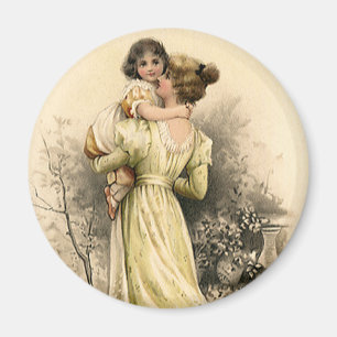 Vintage Viktorianische Mutter Kindermädchen Magnet