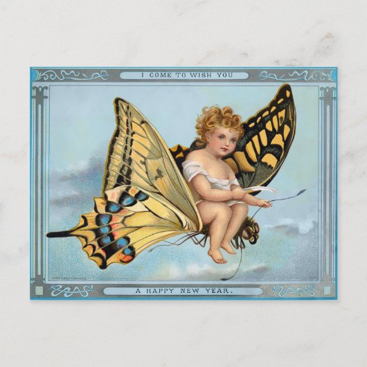 Vintage Viktorianische neue Jahre Postkarte (Vorderseite)