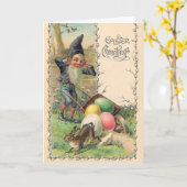 Vintage Viktorianische Ostergruß mit Gnome Karte (Gelbe Blume)