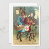 Vintage Viktorianische Osterwünsche mit Bunnies Einladung (Vorne/Hinten)