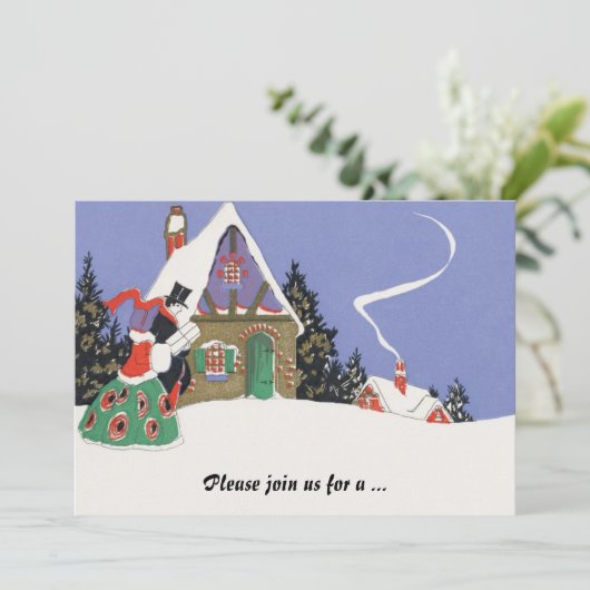 Vintage Viktorianische Party Einladung (Stehend Vorderseite)