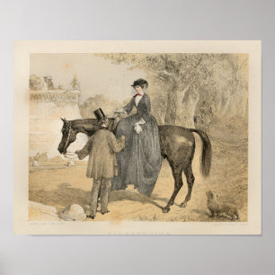Vintage Viktorianische Reittiere Art Print 1857 Poster