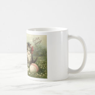 Vintage viktorianische Retro Kunst-Katzen-Kätzche Kaffeetasse