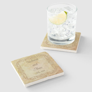 Vintage Viktorianische romantische Messe Hochzeit Steinuntersetzer