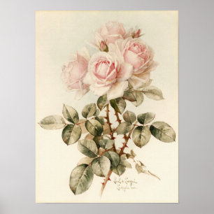 Vintage Viktorianische romantische Rose Poster