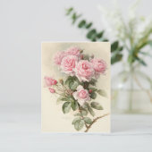 Vintage Viktorianische romantische Rose Postkarte (Stehend Vorderseite)