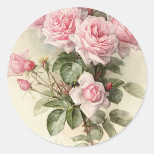 Vintage Viktorianische romantische Rose Runder Aufkleber