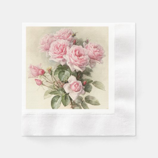 Vintage Viktorianische romantische Rose Serviette (Vorderseite)