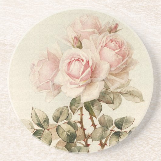 Vintage viktorianische romantische Rosen Sandstein Untersetzer (Vorne)