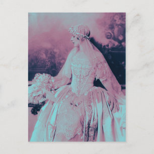 Vintage viktorianische rosa und babyblaue Braut, S Einladungspostkarte