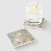 Vintage Viktorianische Rose mit Goldakzenten Steinuntersetzer (Seitenansicht)