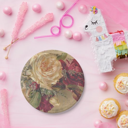 Vintage Viktorianische Rose Pappteller (Party)