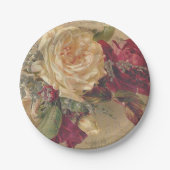 Vintage Viktorianische Rose Pappteller (Vorderseite)