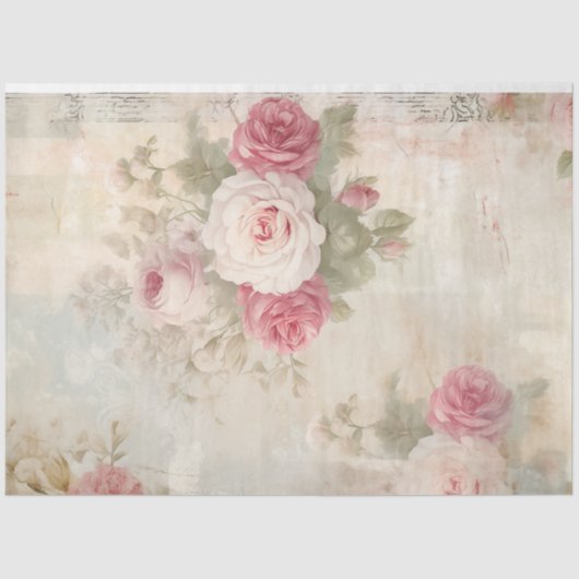 Vintage Viktorianische Rose Shabby Chic Retro Seidenpapier (Vorderseite)