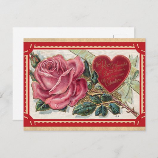 Vintage Viktorianische Rose Valentinstag Postkarte (Vorne/Hinten)