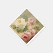 Vintage Viktorianische Rose Wasserfarbe Serviette (Ecke)