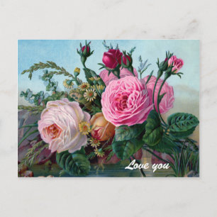 Vintage viktorianische Rosen benutzerdefinierte Po Postkarte