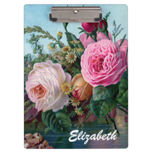 Vintage viktorianische Rosen benutzerdefiniertes C Klemmbrett
