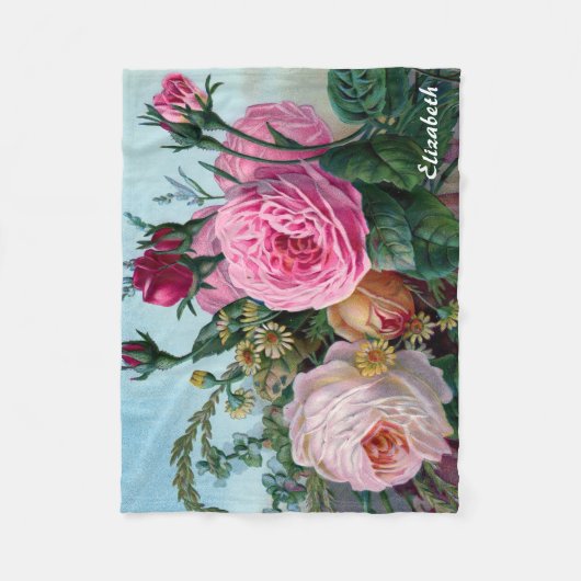 Vintage viktorianische Rosen-Gewohnheits-Decke Fleecedecke (Vorderseite)