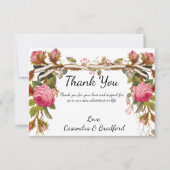 Vintage Viktorianische Rosenblüte Hochzeit Danke (Vorderseite)