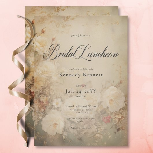 Vintage Viktorianische Roses Bridal Luncheon Einladung