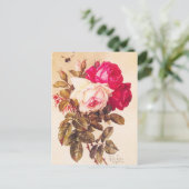 Vintage Viktorianische Rot- und Rosenrosen Postkarte (Stehend Vorderseite)