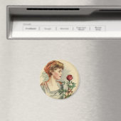 Vintage Viktorianische Rote Rose Blume Magnet (In Situ (Geschirrspüler))