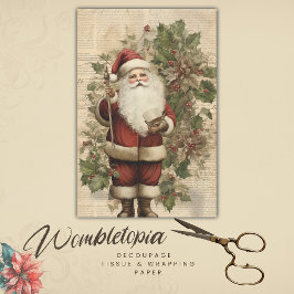 Vintage Viktorianische Santa Claus-Skriptdekoupage Seidenpapier