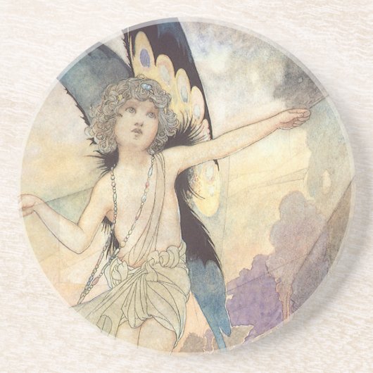 Vintage Viktorianische Schmetterlingsfliege von Ro Untersetzer (Vorne)