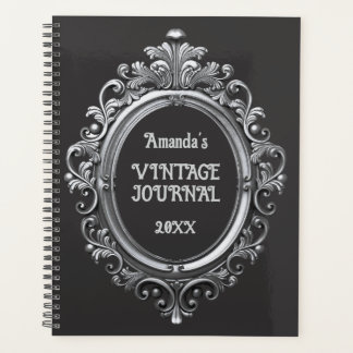 Vintage Viktorianische Schwarzsilber-Zeitschrift Planer