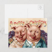 Vintage Viktorianische Schweine Weihnachten Postkarte (Vorne/Hinten)