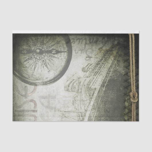 Vintage Viktorianische Steampunk-Kompass-Collage Seidenpapier (Vorderseite)
