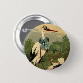 Vintage Viktorianische Storch- und Babyträgt Button (Vorne & Hinten)