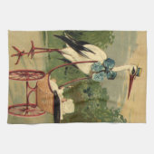 Vintage Viktorianische Storch- und Babyträgt Geschirrtuch (Horizontal)