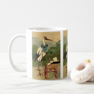 Vintage Viktorianische Storch- und Babyträgt Kaffeetasse