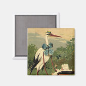 Vintage Viktorianische Storch- und Babyträgt Magnet (Vorderseite/Rückseite)