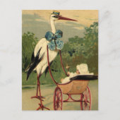 Vintage Viktorianische Storch- und Babyträgt Postkarte (Vorderseite)