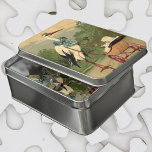Vintage Viktorianische Storch- und Babyträgt Puzzle<br><div class="desc">Vintage Abbildung Viktorianischer Kinder- und Babybilder mit Storch und Babywagen. Der Storch ist ein klassisches Symbol dafür,  Zuhause ein neues Baby zu bringen. Der Storch trägt einen großen blauen Bogen und einen Hut,  das Baby befindet sich in einem kleinen Kinderwagen oder einer Kinderwalze mit einem niedlichen Hut mit Ruffeln.</div>
