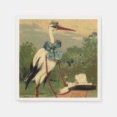 Vintage Viktorianische Storch- und Babyträgt Serviette (Vorderseite)